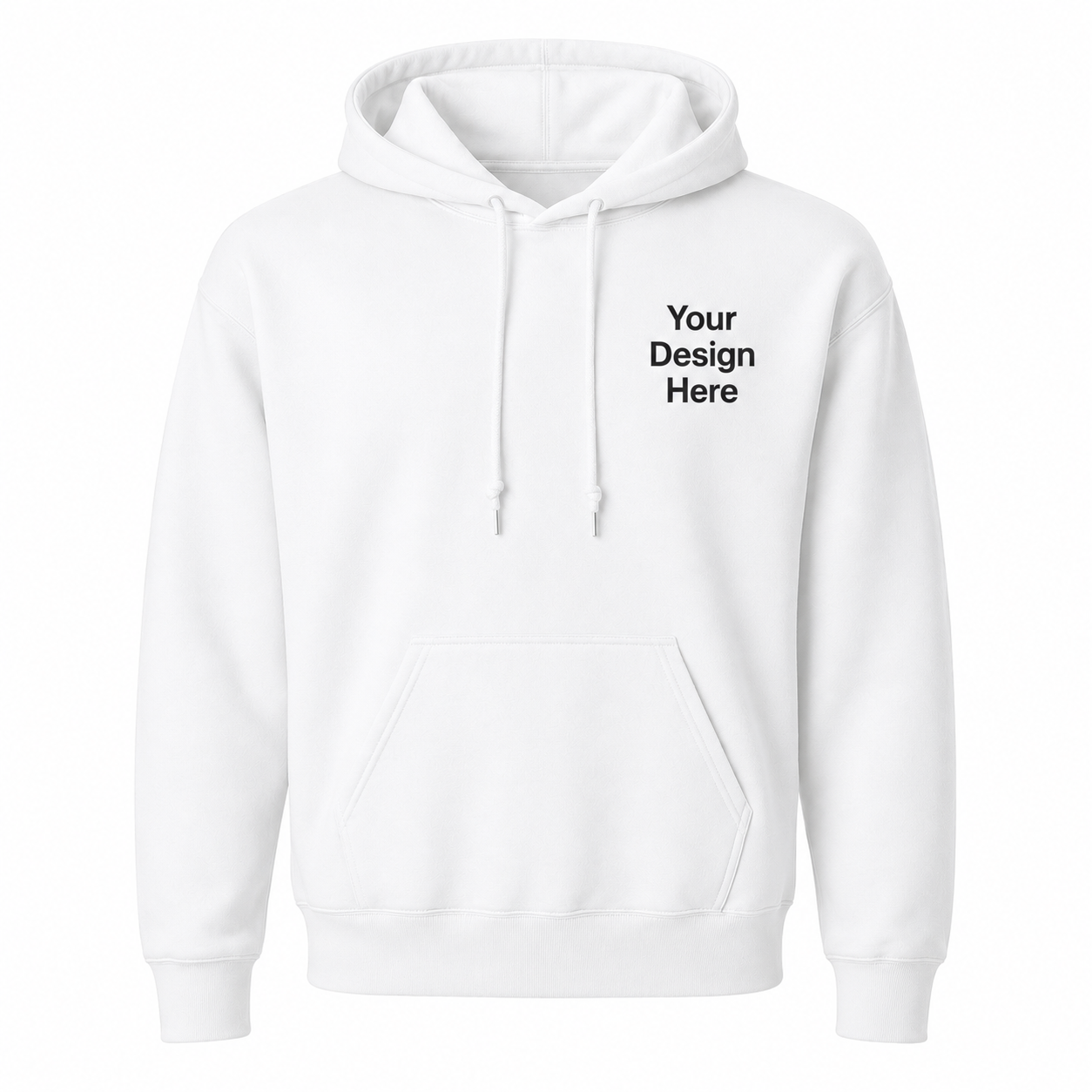 Clean white hoodie featuring custom embroidery services for businesses, schools, teams, events, and personalized clothing projects throughout Chicago and nationwide.