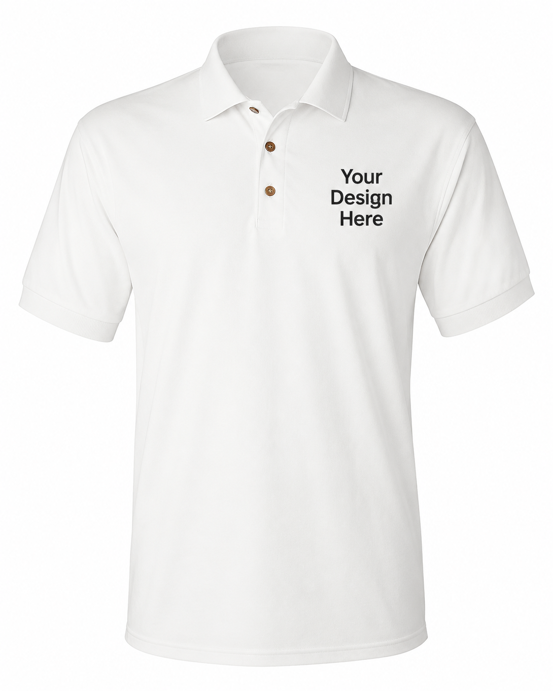 White custom business polo shirt for embroidery and DTF printing by Sharp Stitch