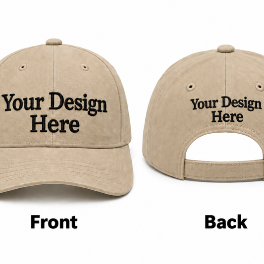 baseballcap 491453ee e2e7 4998 bb4c b0e5e8395613 custom embroidered baseball hat shown from the front and back