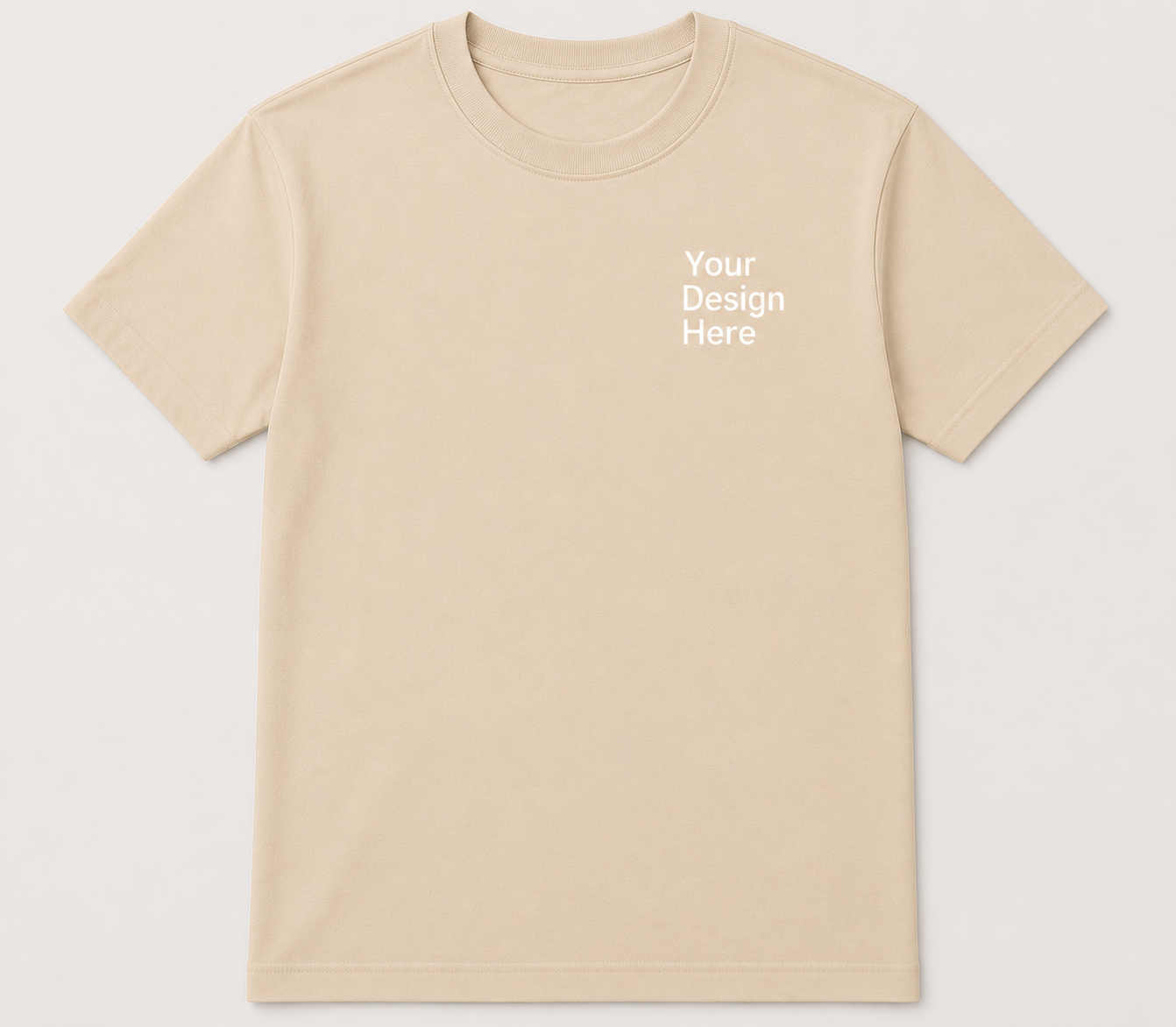 Beige Gildan 5000 Heavy Cotton custom apparel shirt decorated by Sharp Stitch Chicago
