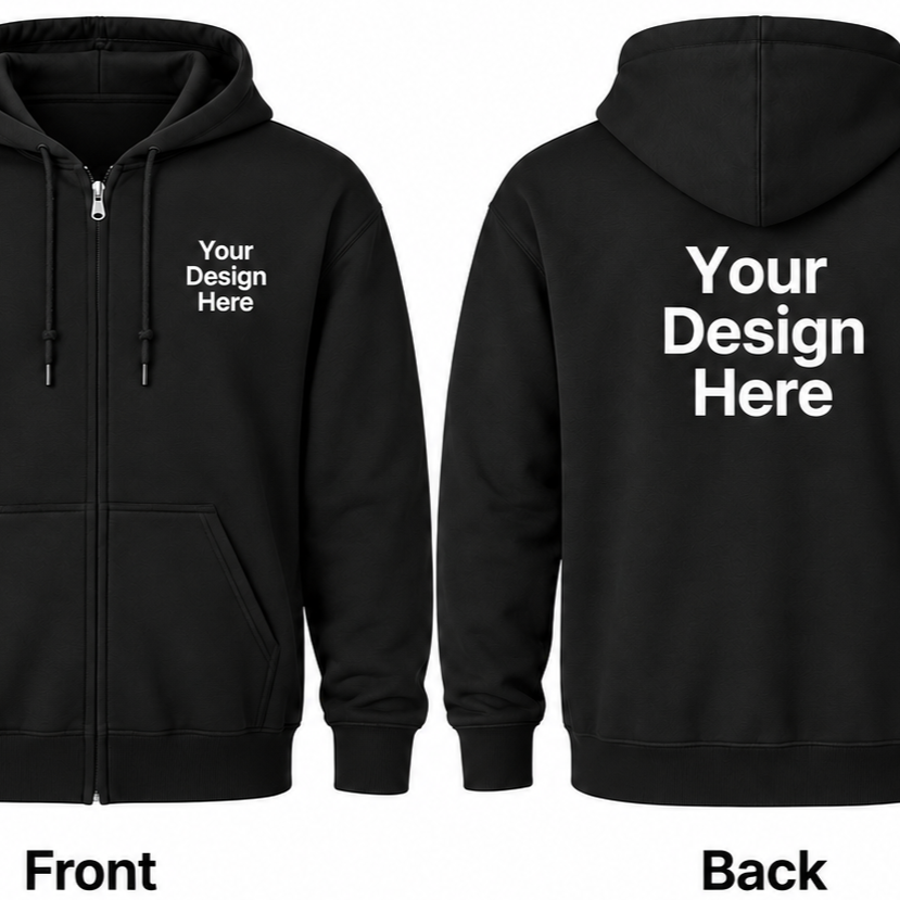 Custom Unisex Full-Zip Hoodie - Front & Back