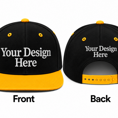 Custom Embroidered Snapback Hat - Front & Back