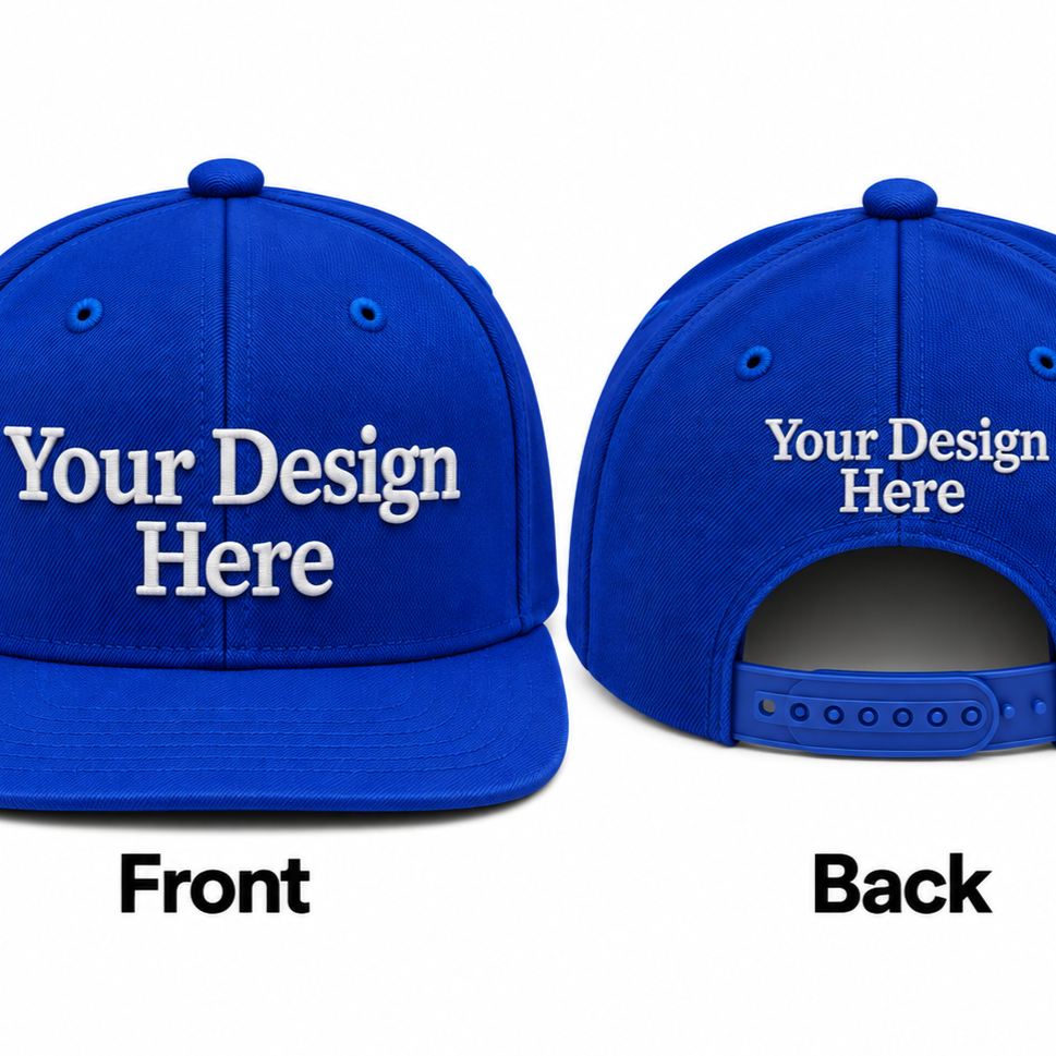 Custom Embroidered Snapback Hat - Front & Back
