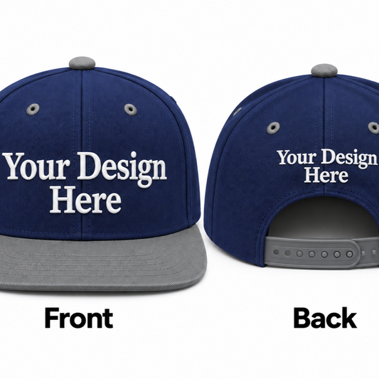 Custom Embroidered Snapback Hat - Front & Back