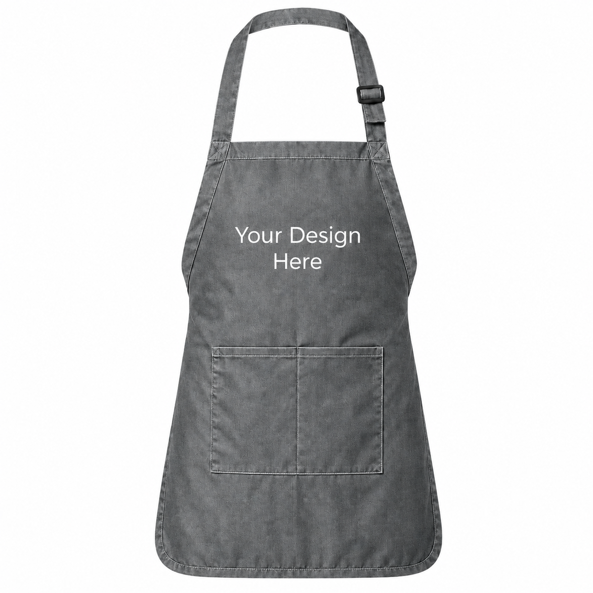 Gray denim custom pocket bib apron with logo on front