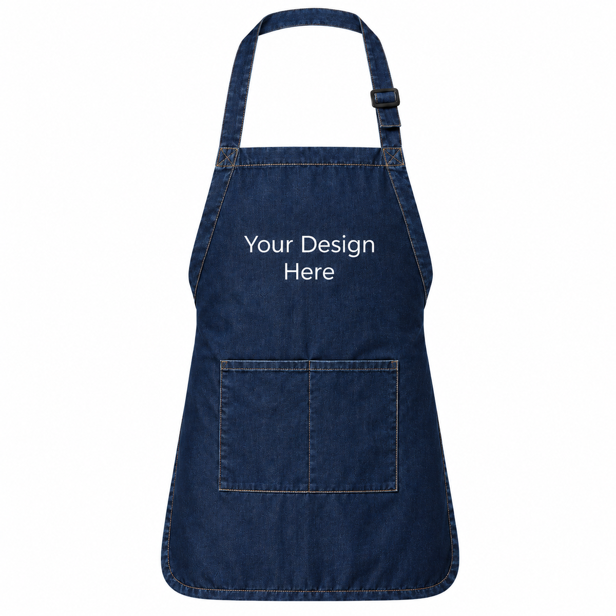 Indigo denim custom pocket bib apron with logo on front