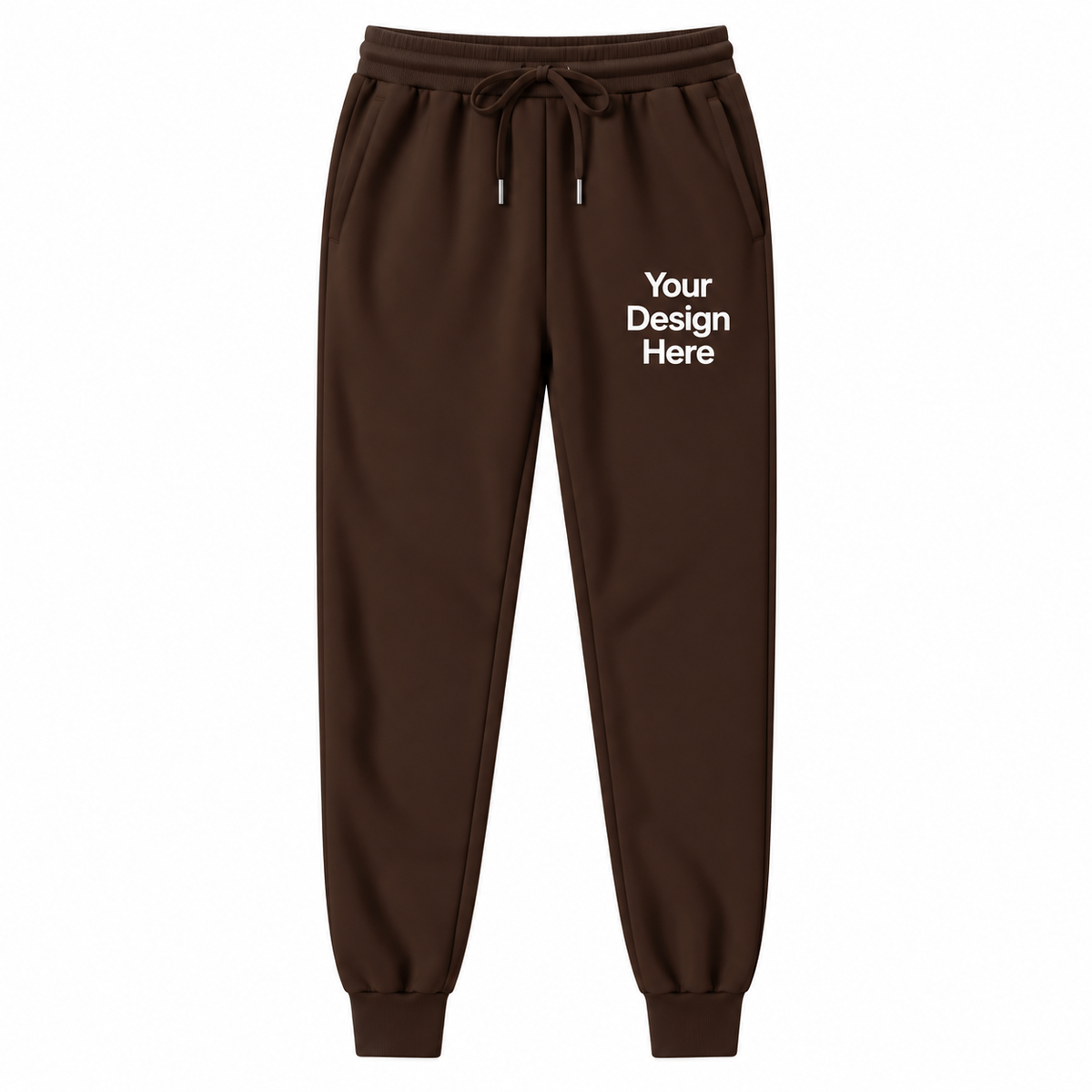 Brown custom fleece joggers with logo