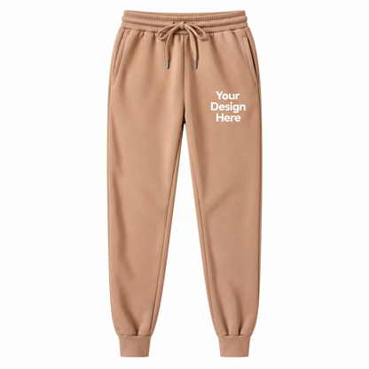 Camel custom fleece joggers with logo