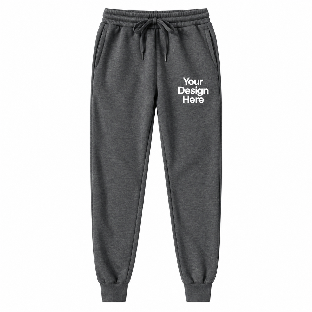 Dark gray custom fleece joggers with logo
