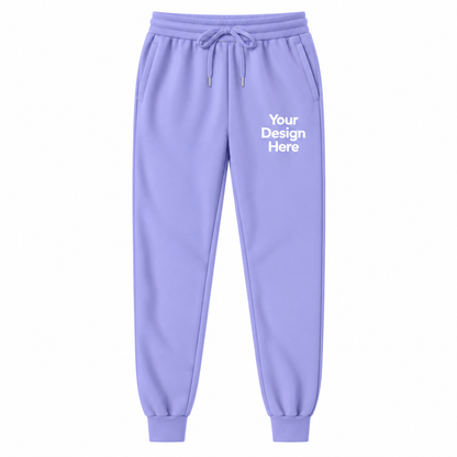 Lavender custom fleece joggers with logo