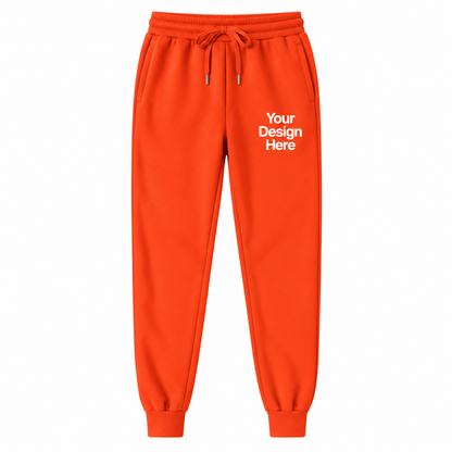 Orange custom fleece joggers with logo