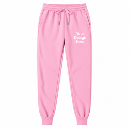 Pink custom fleece joggers with logo