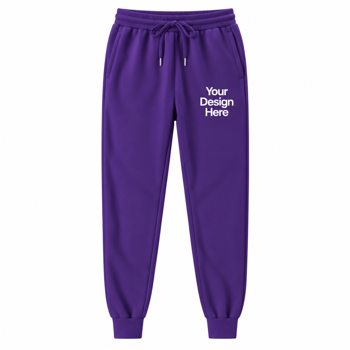 Purple custom fleece joggers with logo
