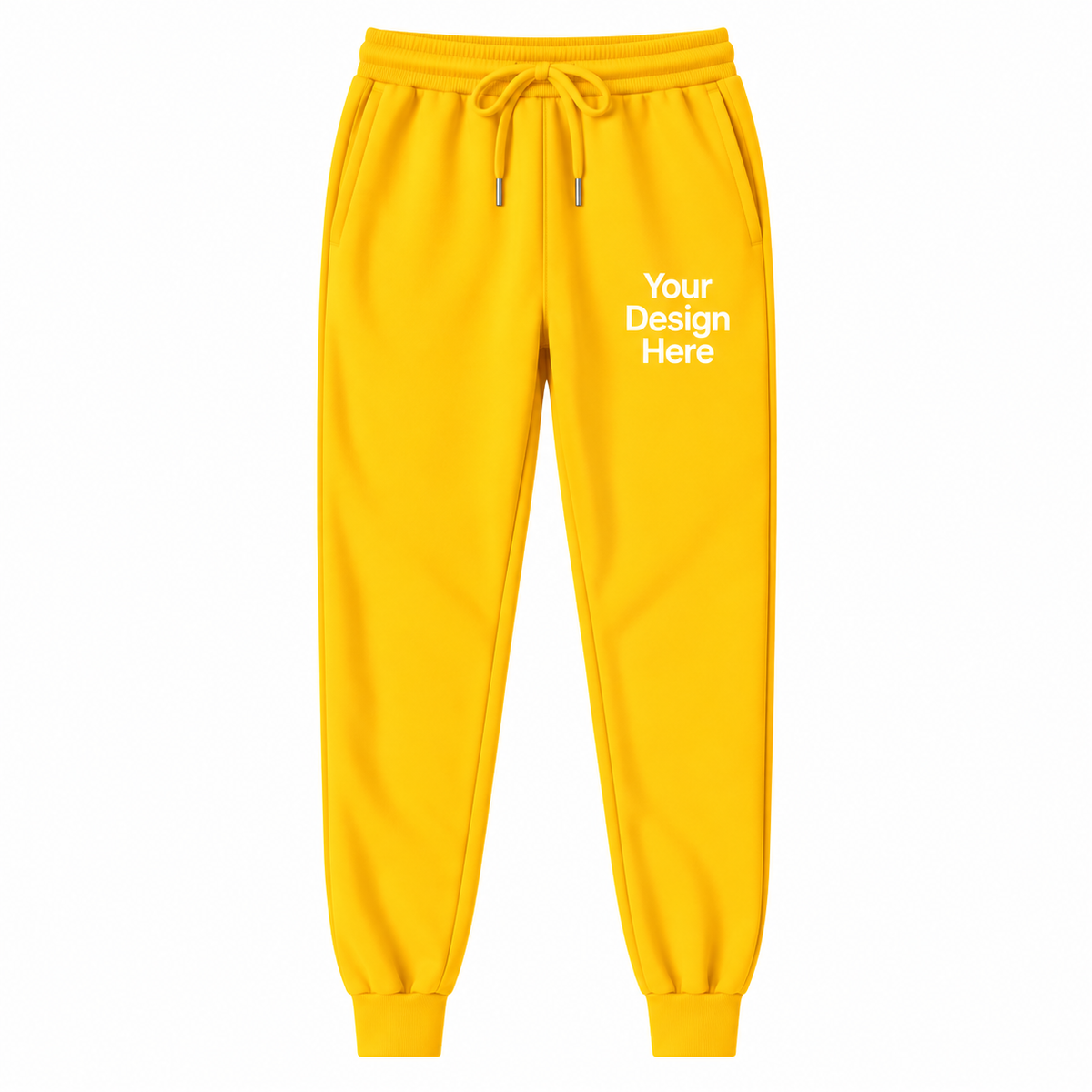 Yellow custom fleece joggers with logo