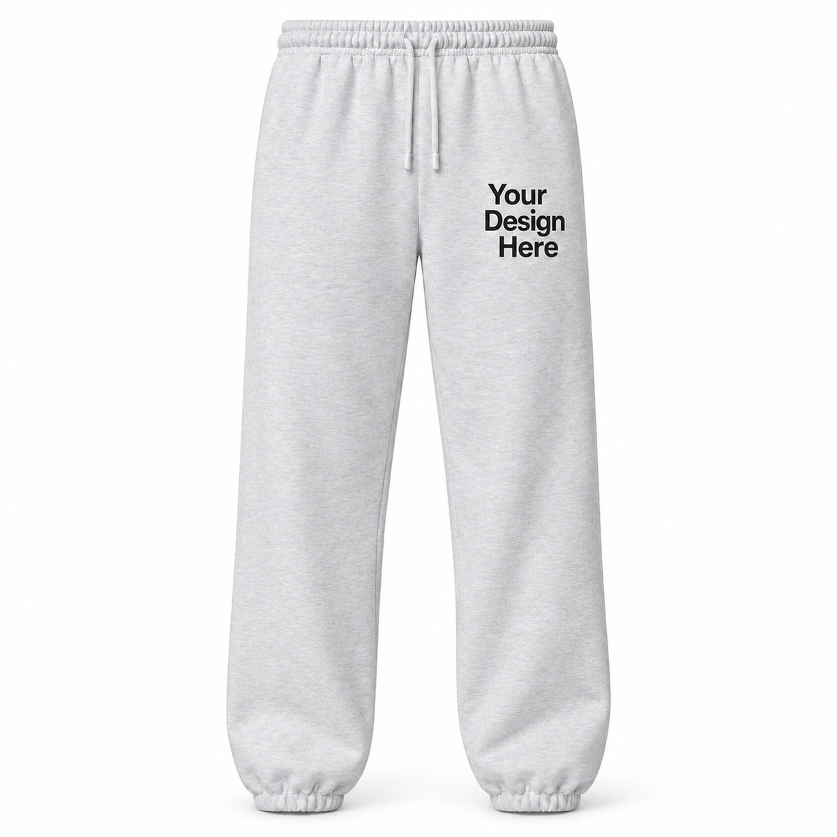 Custom unisex fleece sweatpants in Ash with left thigh decoration