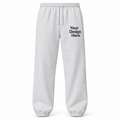 Custom unisex fleece sweatpants in Ash with left thigh decoration