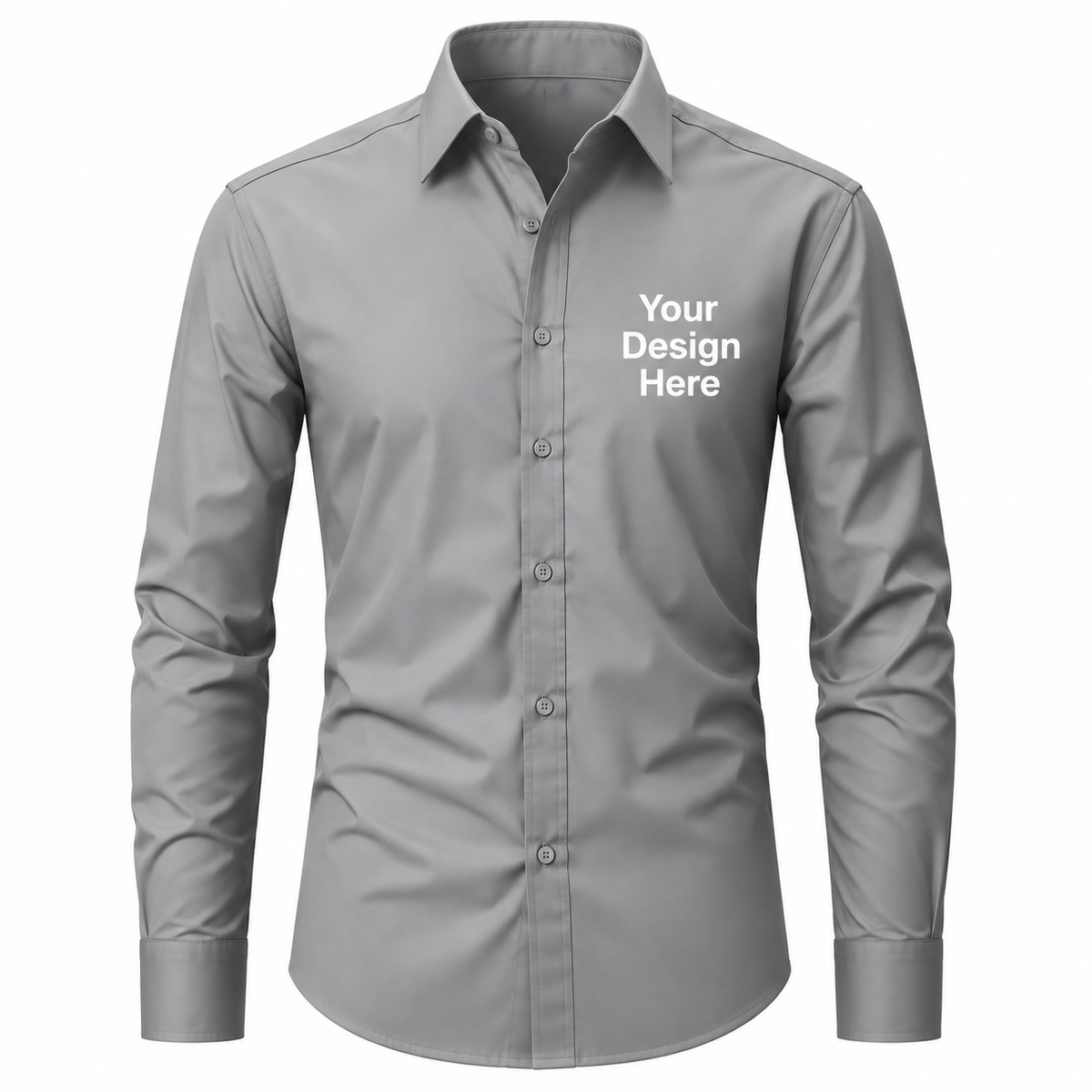 Gray custom men's business shirt with logo on left chest