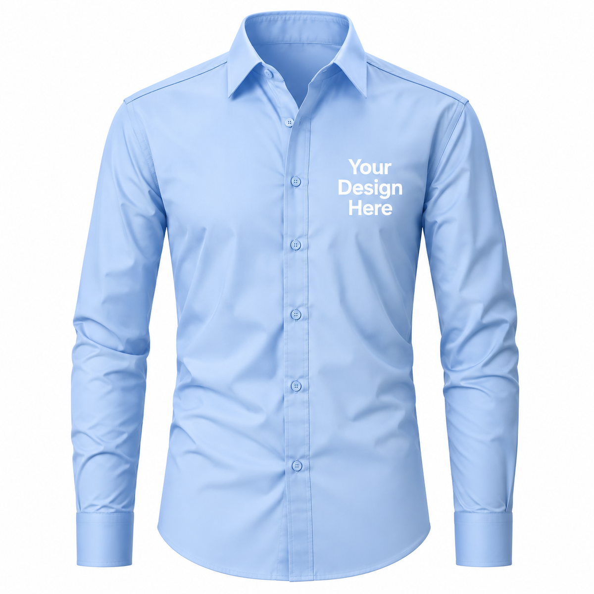 Light blue custom men's business shirt with logo on left chest