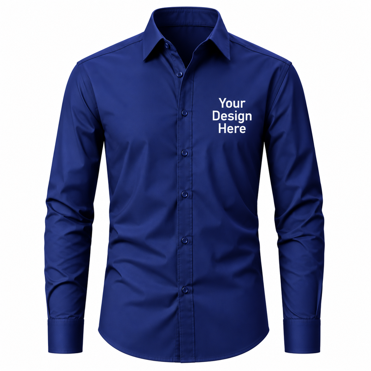 Navy custom men's business shirt with logo on left chest