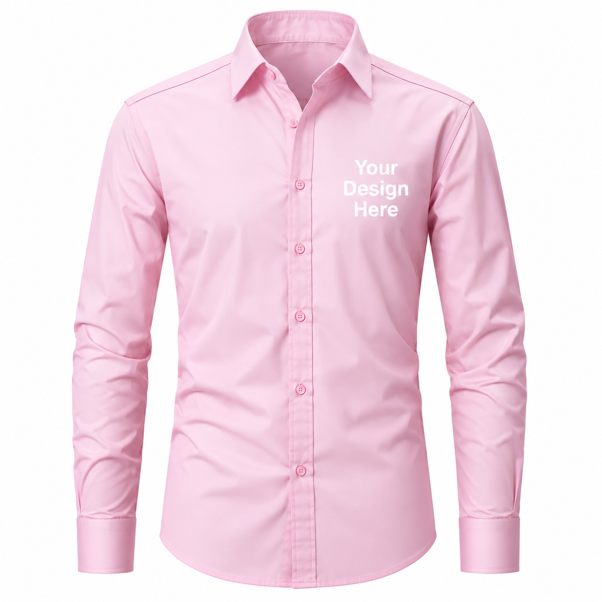 Pink custom men's business shirt with logo on left chest