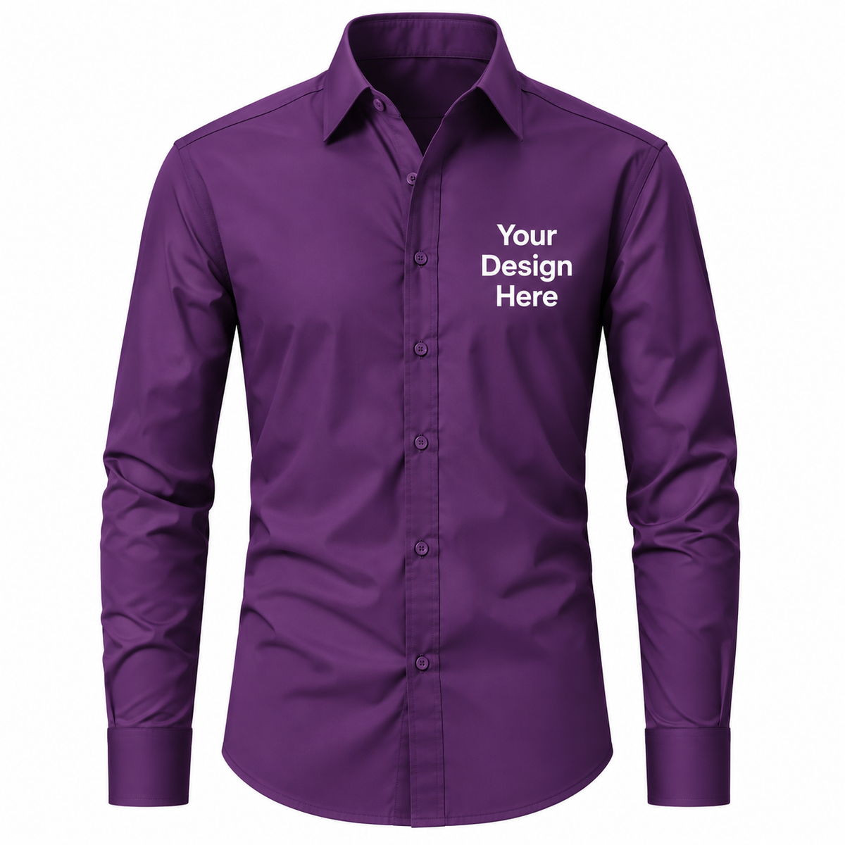 Purple custom men's business shirt with logo on left chest