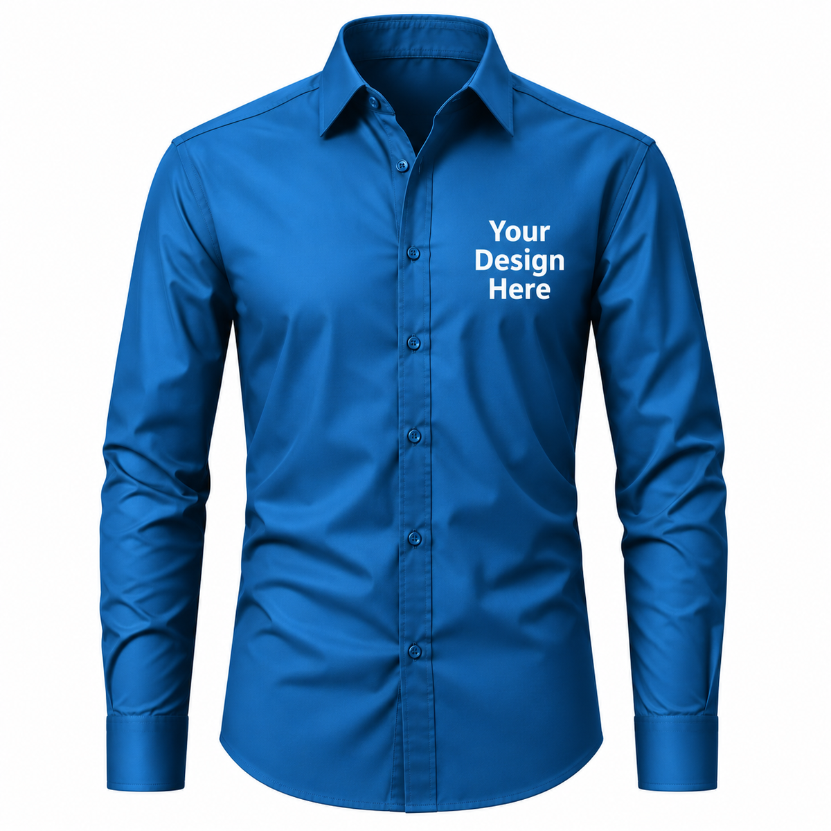 Royal blue custom men's business shirt with logo on left chest