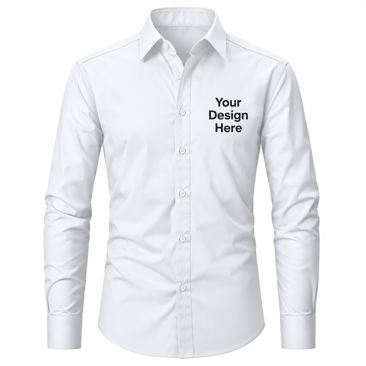 White custom men's business shirt with logo on left chest