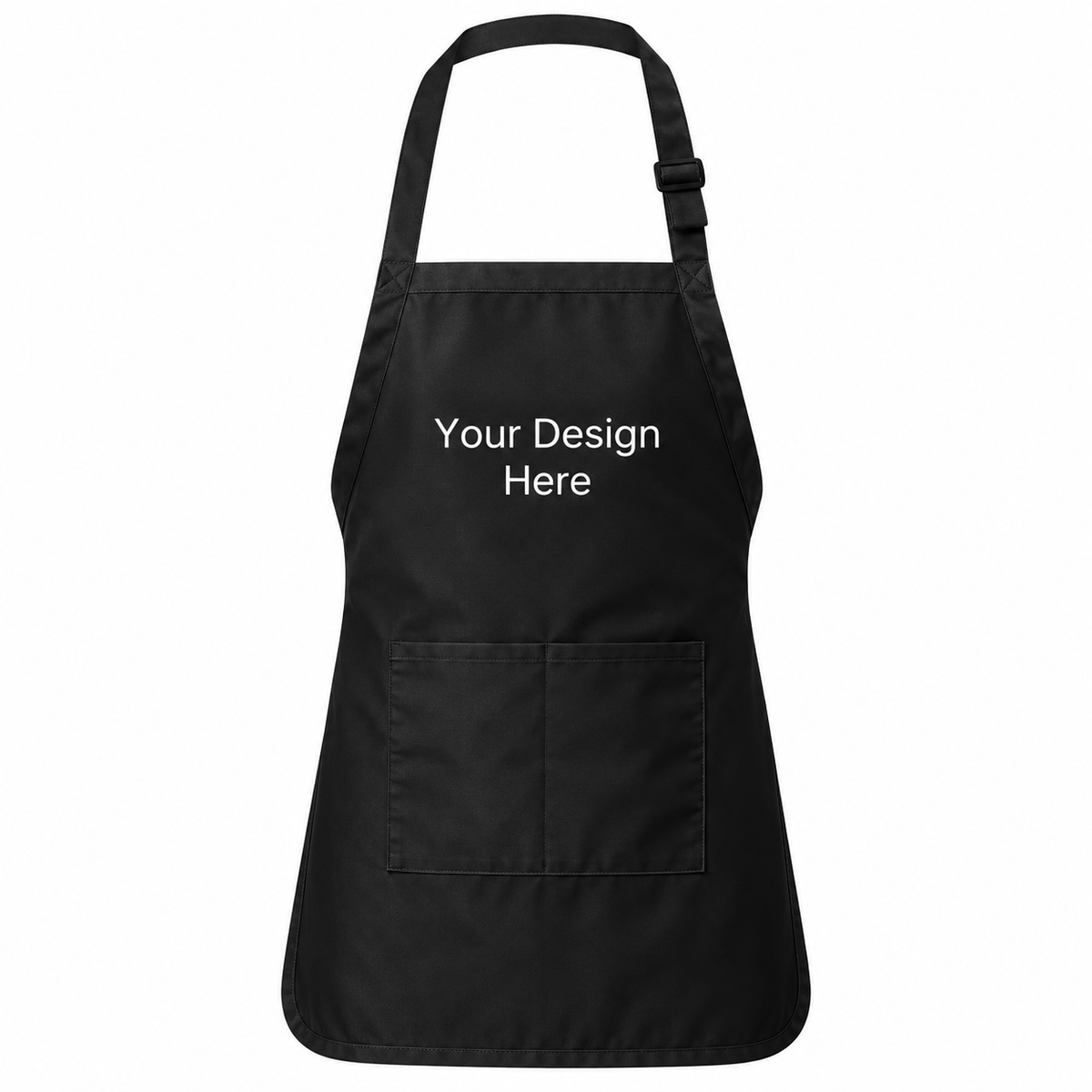 Black custom pocket bib apron with logo on front