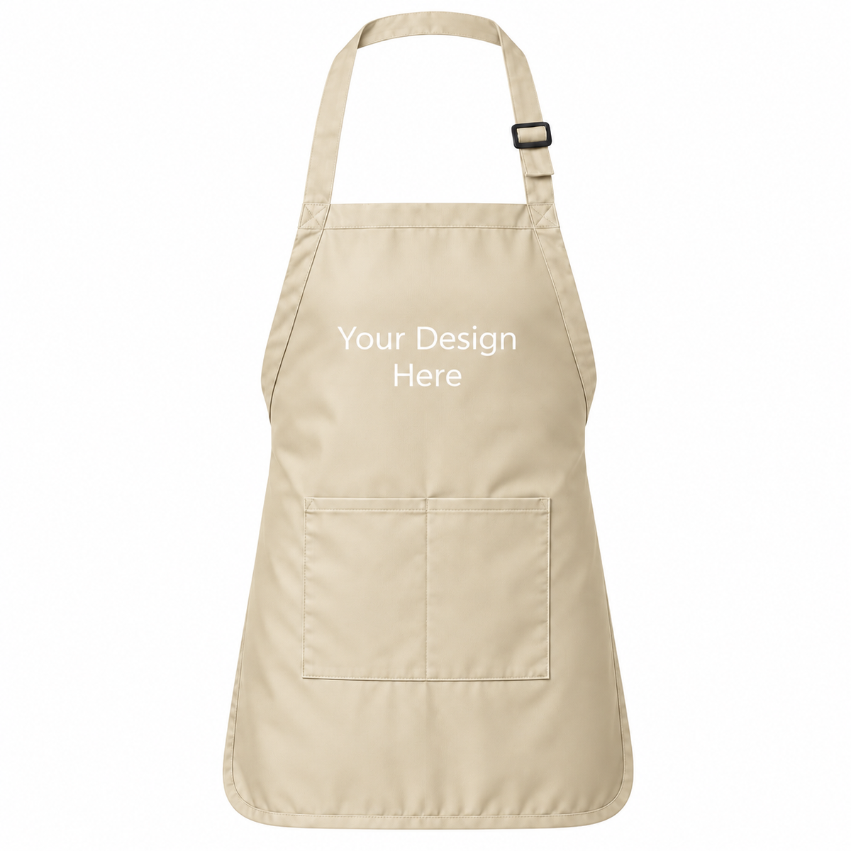 Cream custom pocket bib apron with logo on front