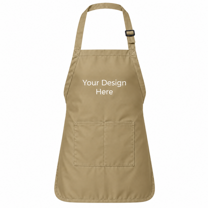 Gold custom pocket bib apron with logo on front