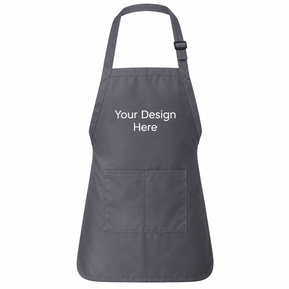 Gray custom pocket bib apron with logo on front