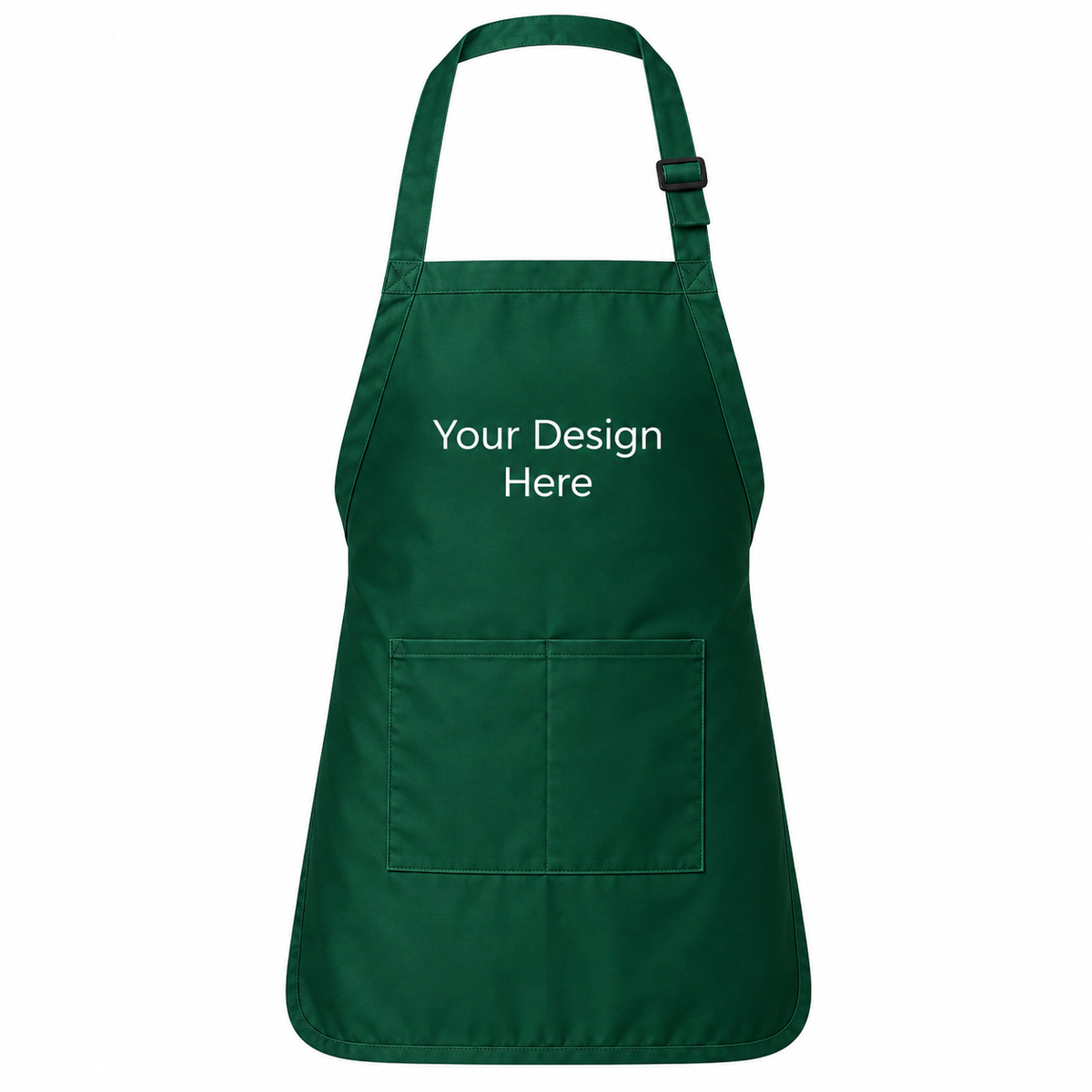 Green custom pocket bib apron with logo on front
