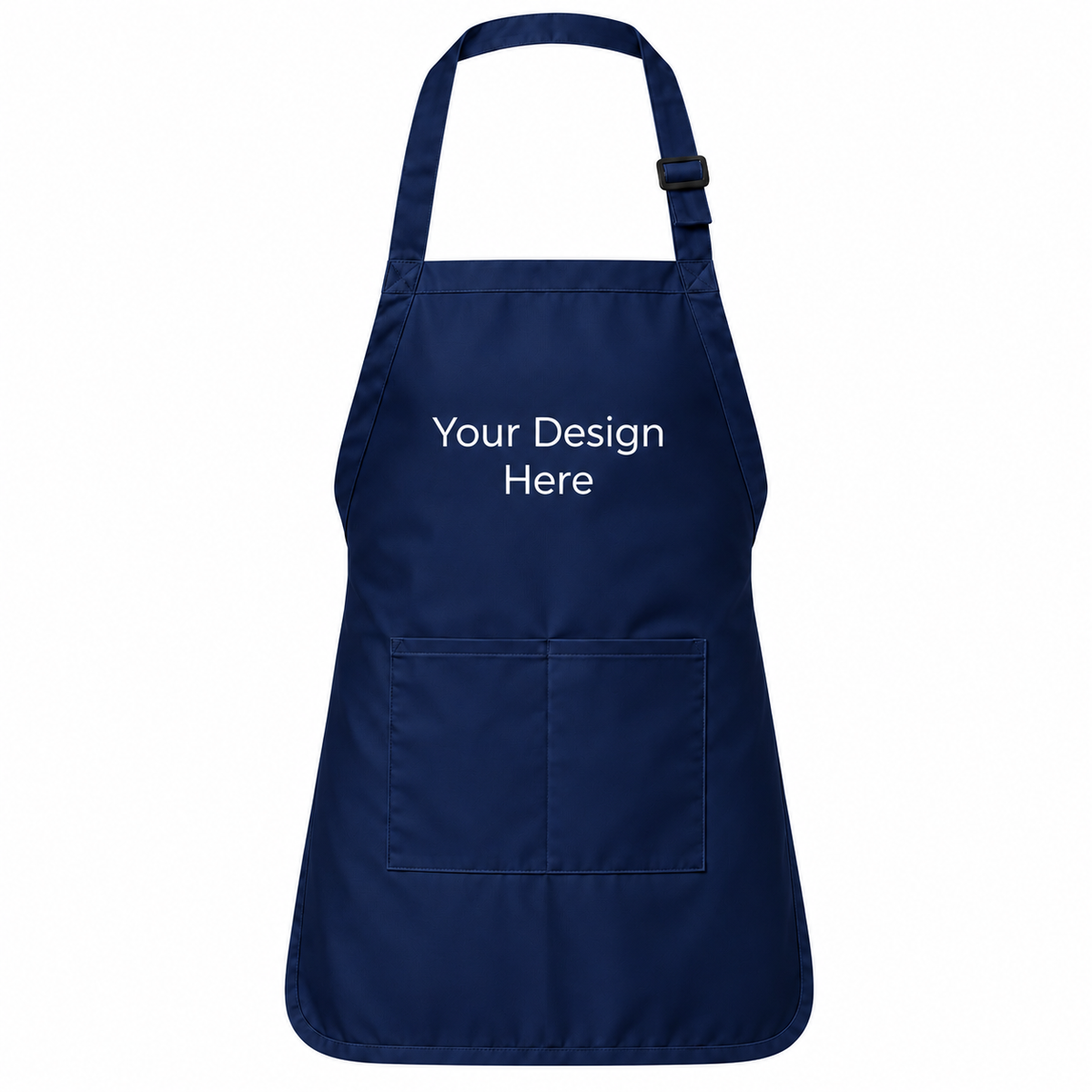 Navy custom pocket bib apron with logo on front