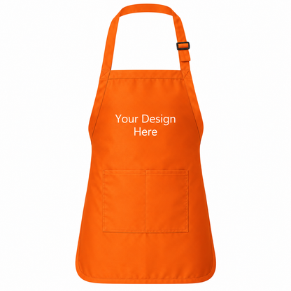 Orange custom pocket bib apron with logo on front