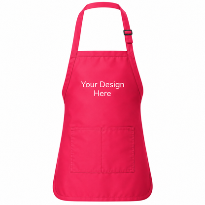 Pink custom pocket bib apron with logo on front