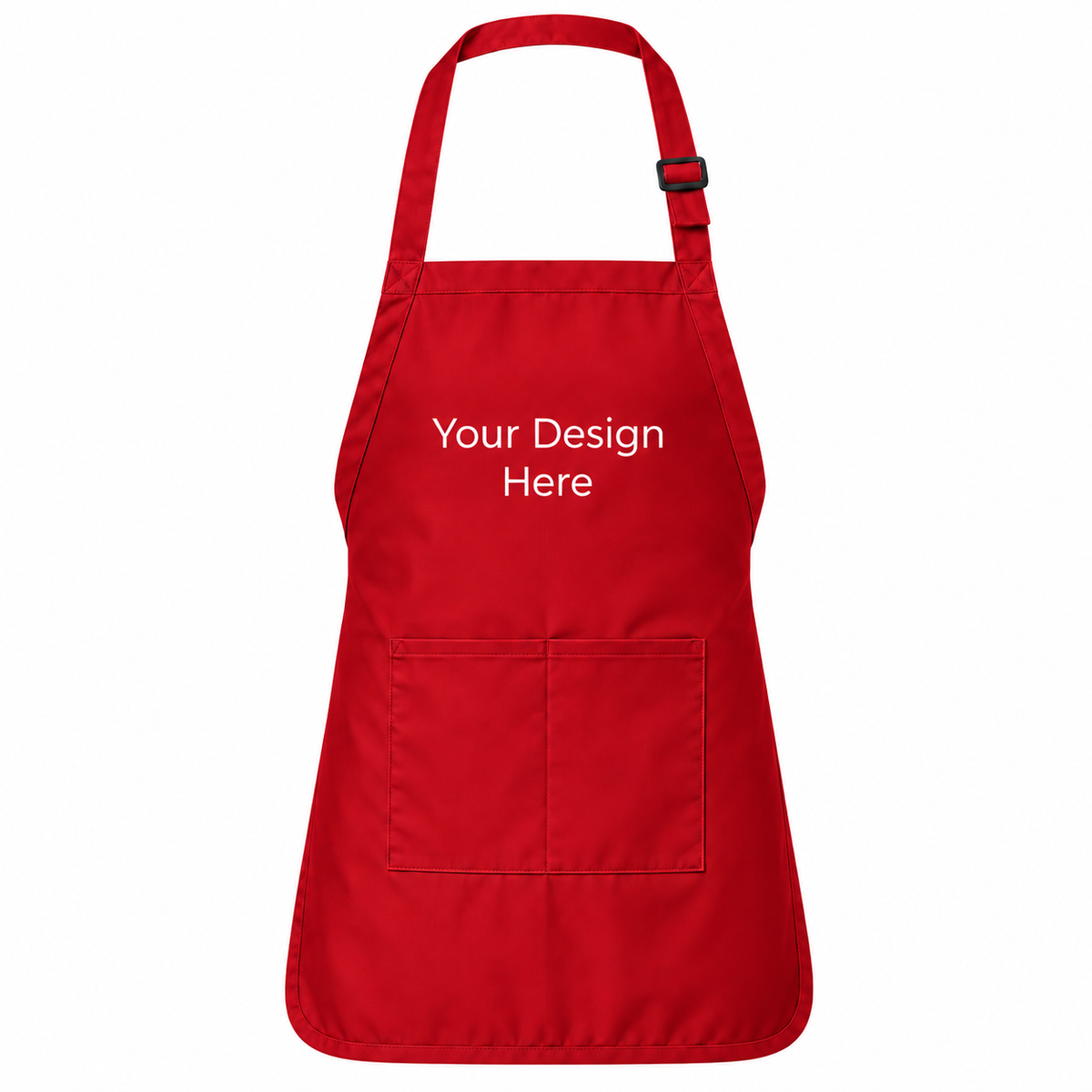 Red custom pocket bib apron with logo on front