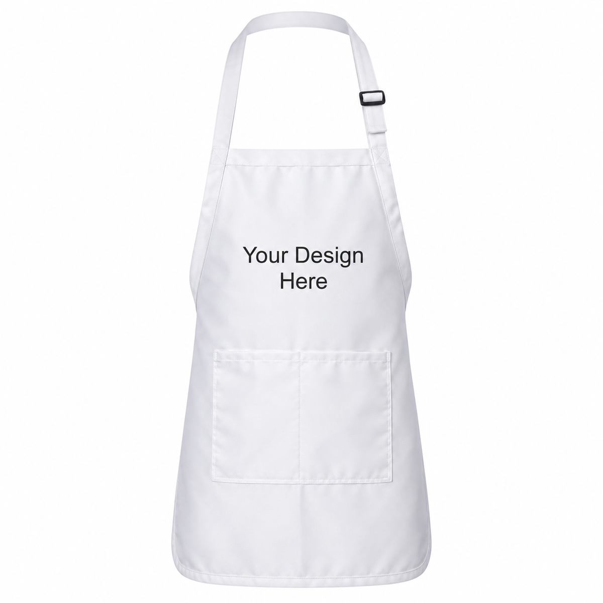 White custom pocket bib apron with logo on front