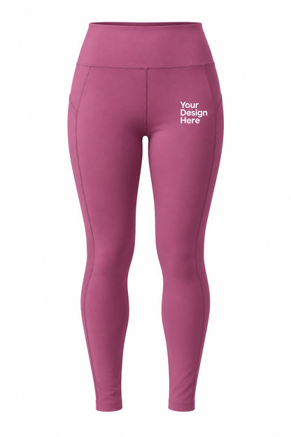 Bordeaux custom women’s high-waist leggings with logo printing