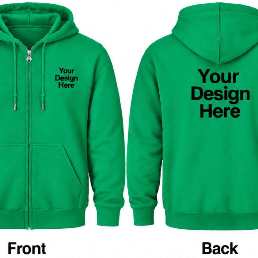 Custom Unisex Full-Zip Hoodie - Front & Back