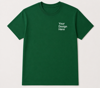 Green Gildan 5000 Heavy Cotton custom workwear t-shirt with embroidery and DTF printing