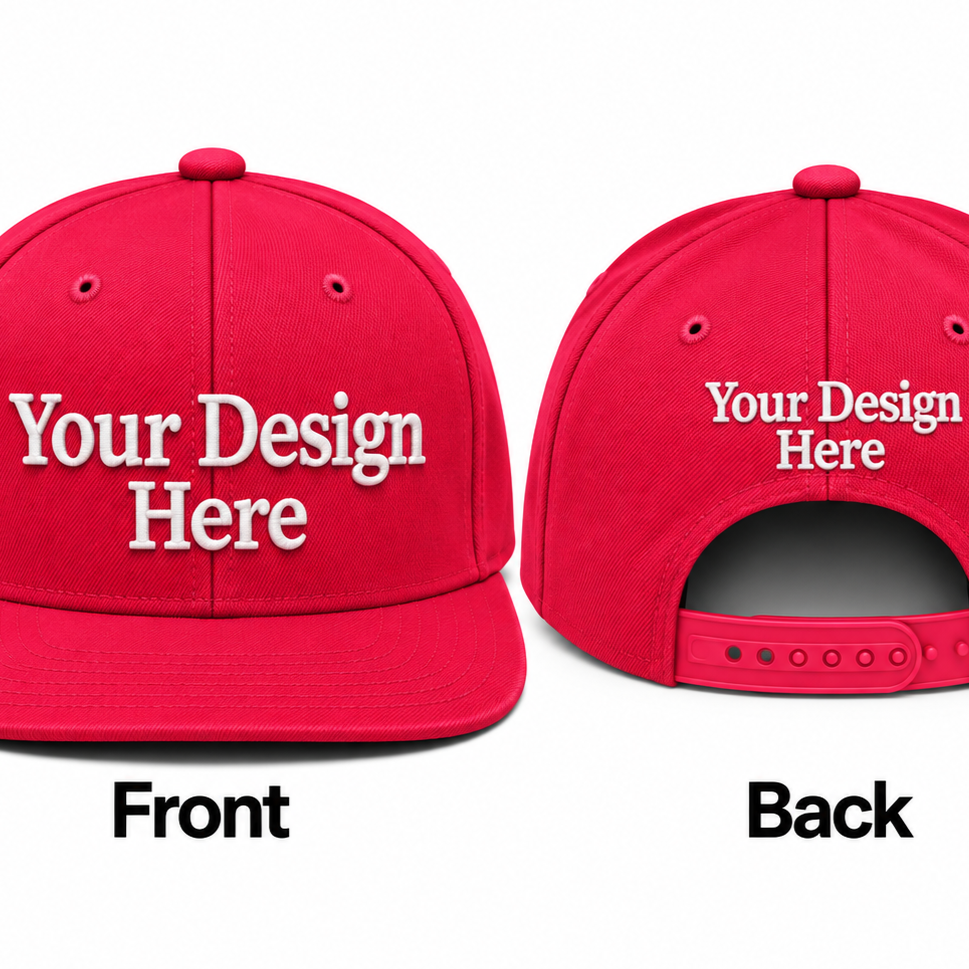 Custom Embroidered Snapback Hat - Front & Back