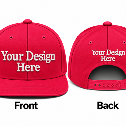 Custom Embroidered Snapback Hat - Front & Back