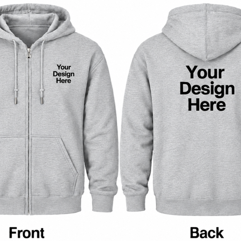 Custom Unisex Full-Zip Hoodie - Front & Back