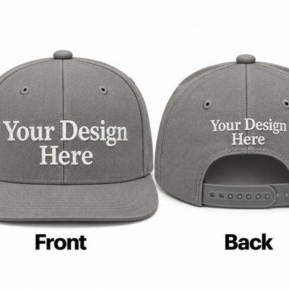 Custom Embroidered Snapback Hat - Front & Back