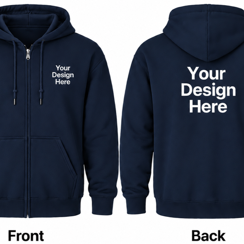 Custom Unisex Full-Zip Hoodie - Front & Back