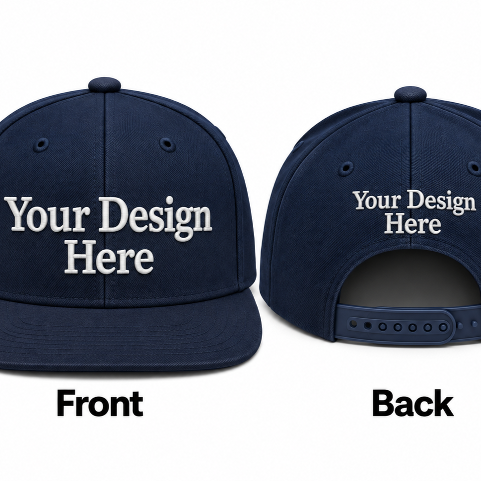 Custom Embroidered Snapback Hat - Front & Back