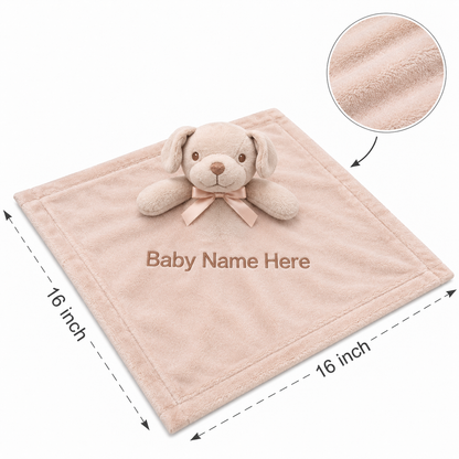 Personalized dog baby lovey blanket with embroidered name
