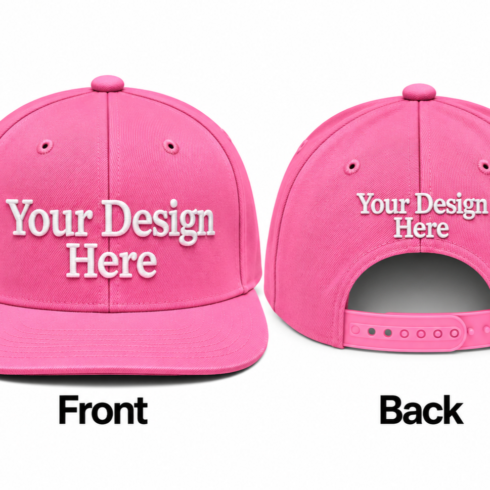 Custom Embroidered Snapback Hat - Front & Back