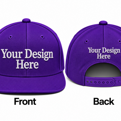 Custom Embroidered Snapback Hat - Front & Back