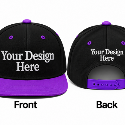 Custom Embroidered Snapback Hat - Front & Back